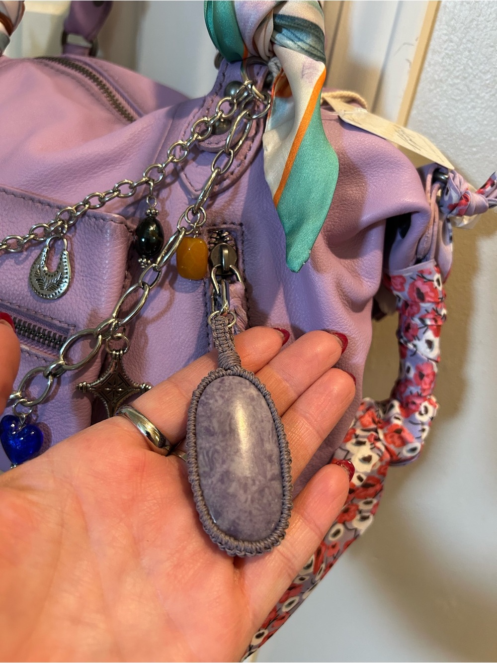 NWT We The Free Baby Emerson Tote in Lilac-All Bag Charms & Scarves Included - Picture 13 of 16